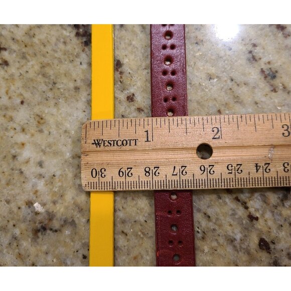 Lot of 3 Eddie Bauer Fasolo Leather Belts Faux Pearl Buckle Size XL Red Yellow - Picture 9 of 10